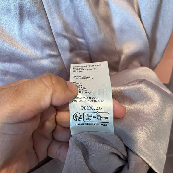 BHLDN Sabrina Stretch Satin Long Sleeve Mini Dress Size Small Dusty Mauve New - Picture 10 of 10